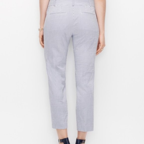 Ann Taylor Seersucker Devin Straight Leg Pants - Picture 2 of 3